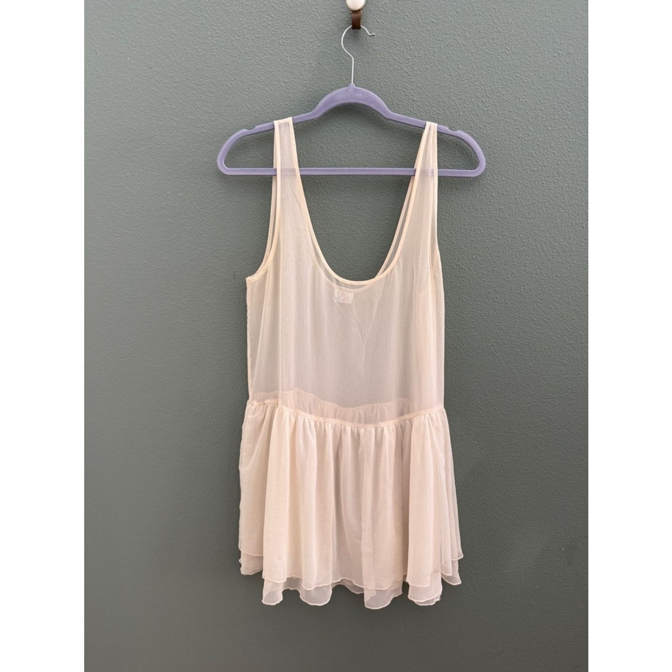Intimately Free People Cream Sheer Sleeveless Cover Up Dress Sz L